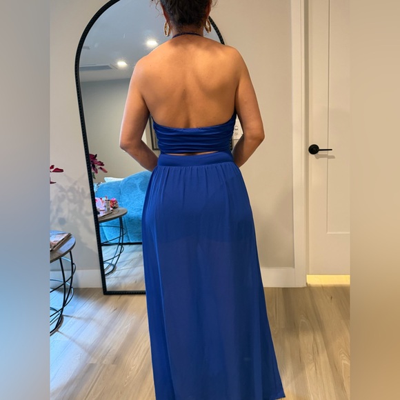 Royal Blue Halter Maxi Dress - Picture 7 of 9